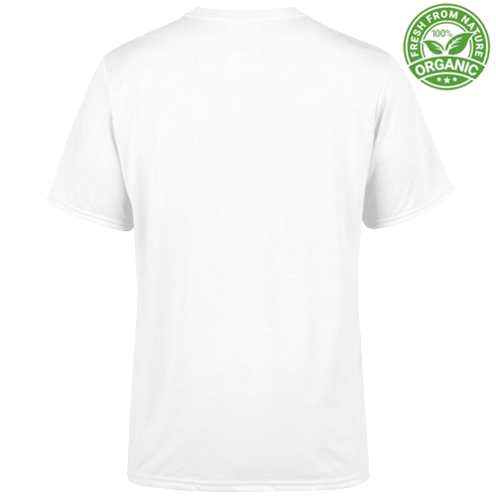 T-Shirt Uomo Cotone 100% biologico colore bianco -Disegno divertente color verde pastello - Made in Italy