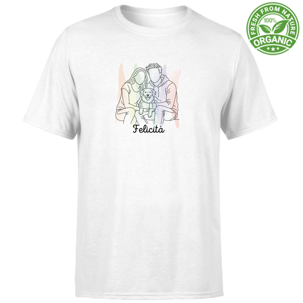 T-Shirt personalizzata da Uomo colore bianco cotone 100% organico certificato con disegno stilizzato da foto - Indossa un ricordo speciale