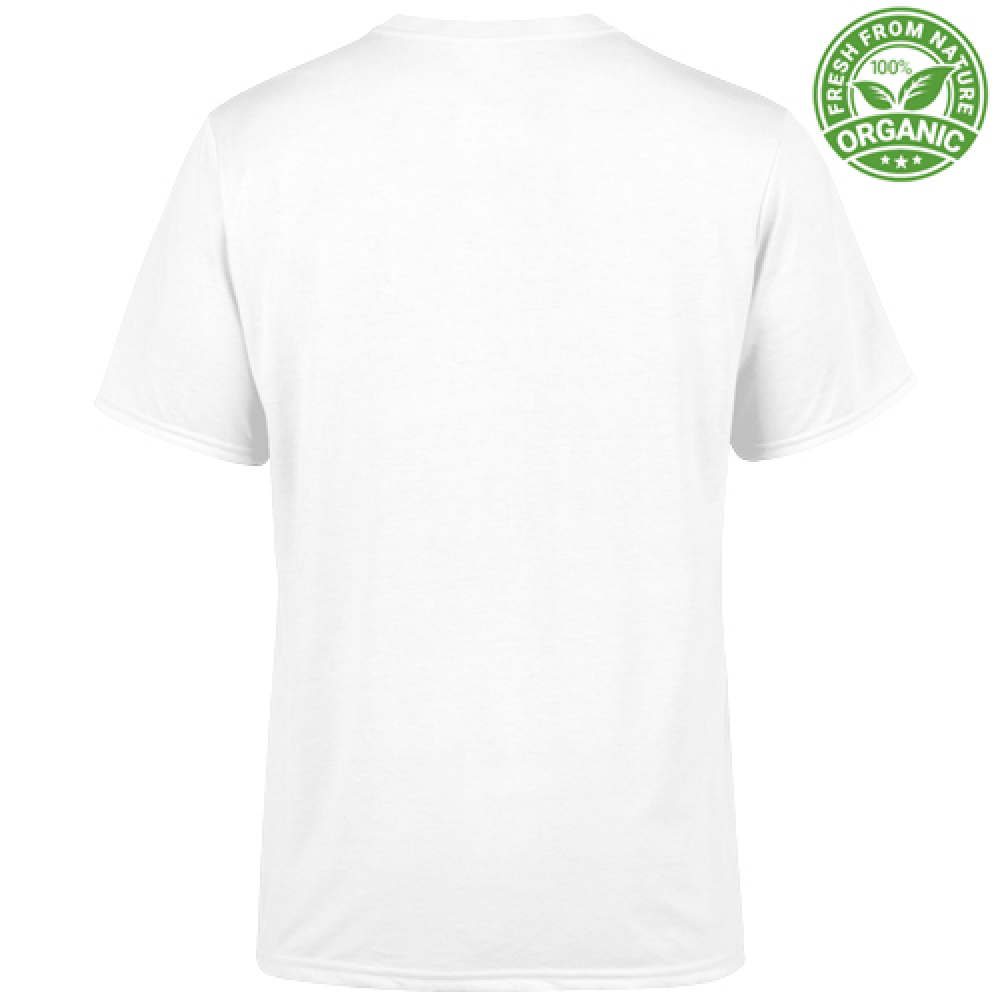 T-shirt Uomo di cotone 100 % biologico certificato di colore bianco con frase umoristica e bassotto - Made in Italy