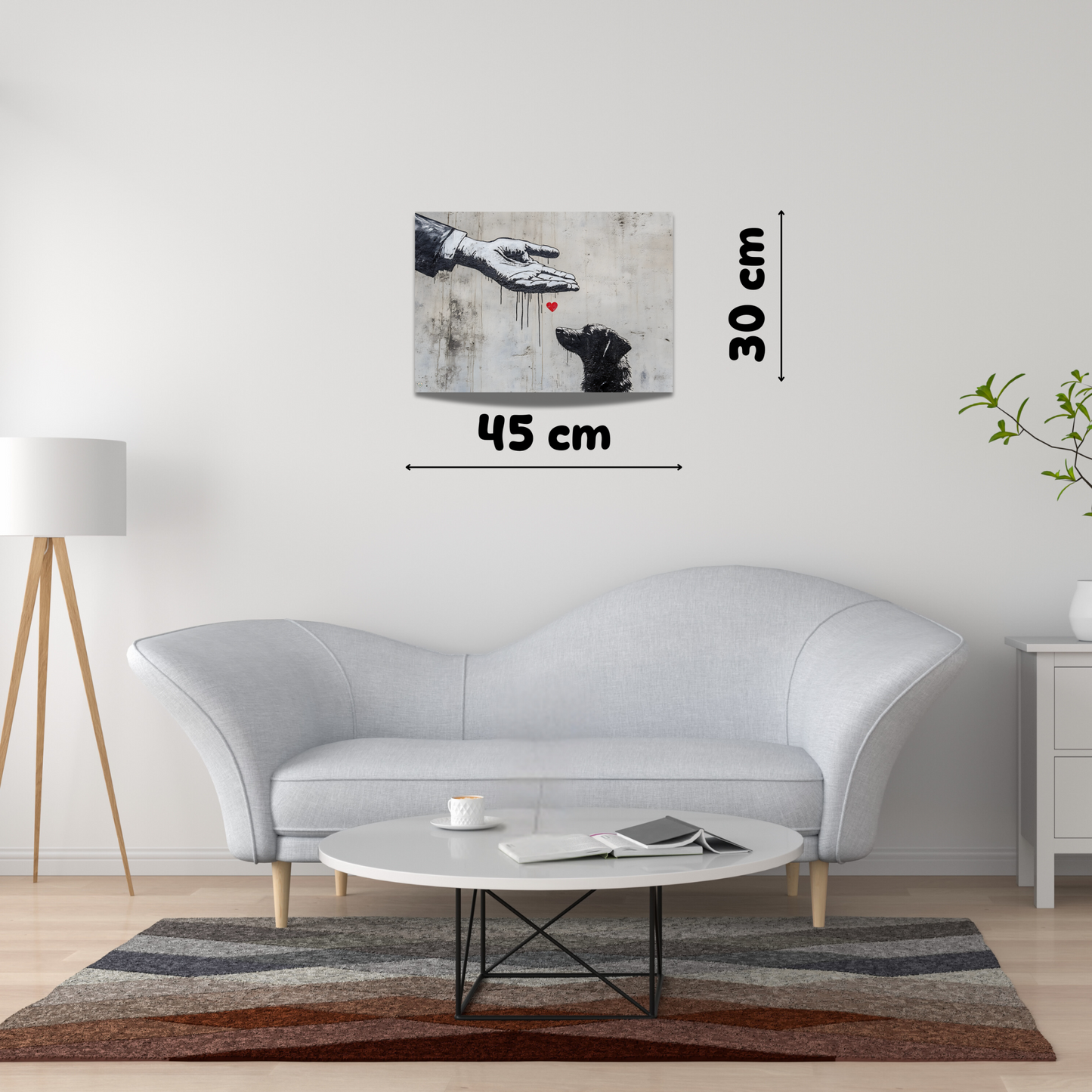 Pannello di tela in stile Graffiti : Legame d’Amore tra Uomo e Cane 30x45 cm