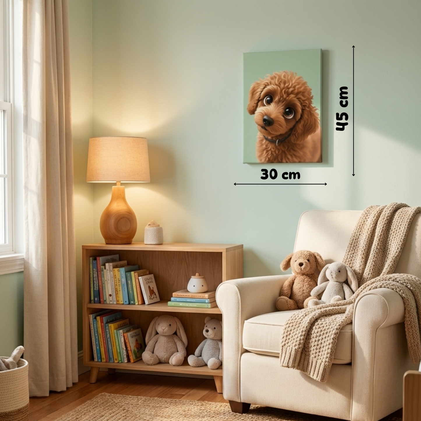 Pannello in Tela Barboncino Stile Pixar 30x45 cm - Decorazione Cameretta – Made in Italy