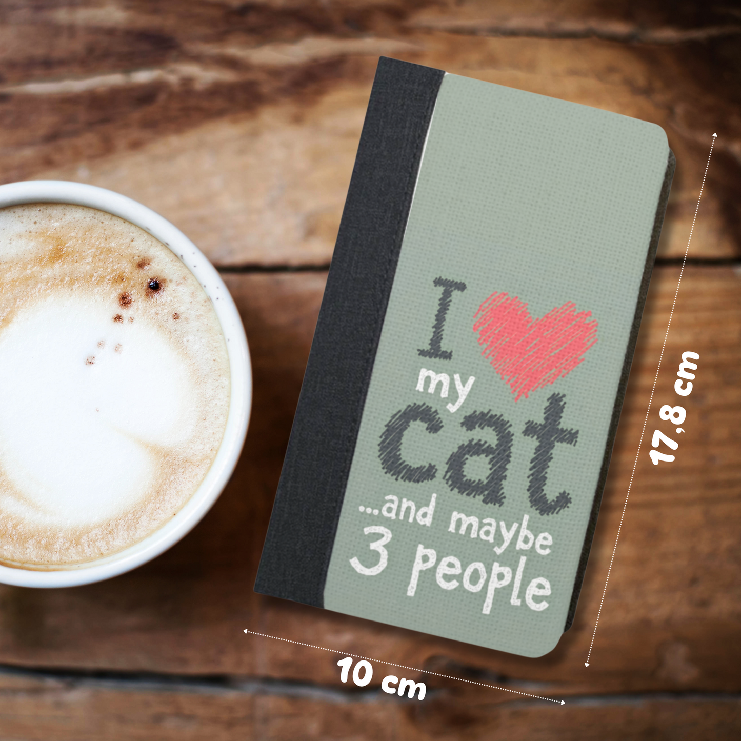 Jute fabric diary with eco-leather support with ironic writing for cat lovers