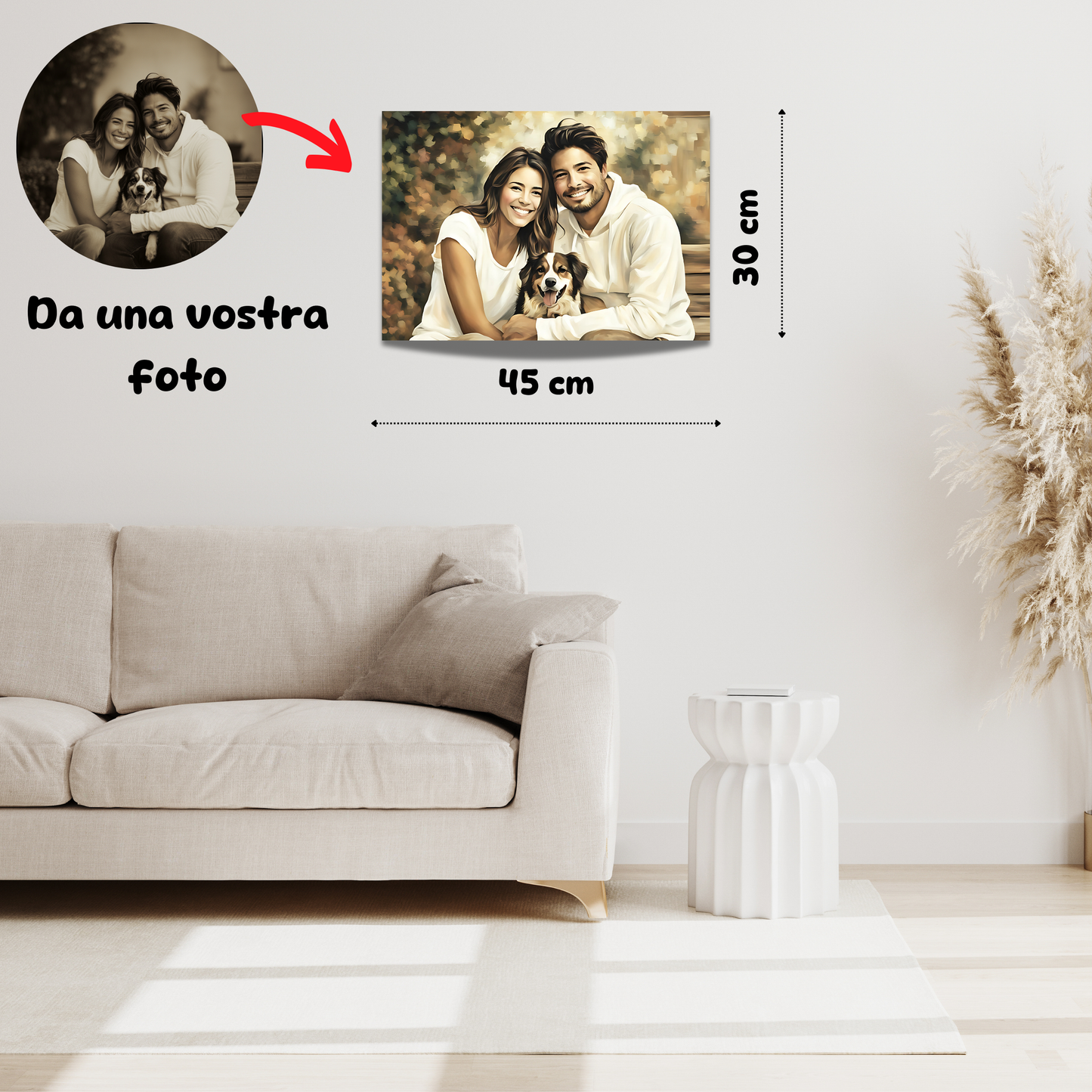 "Customized US" canvas panel in painted style 30x45cm