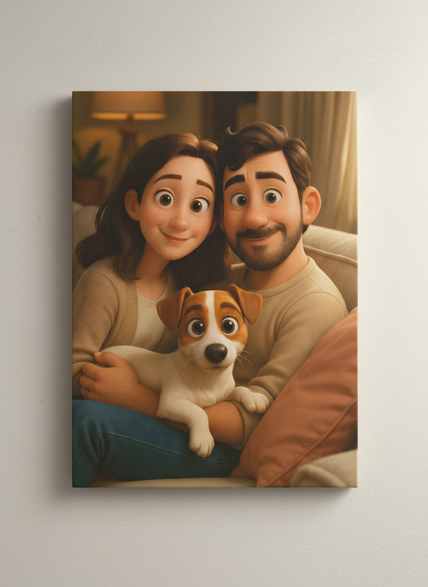 Pannello in Tela Personalizzato 30x45 cm – Ritratto Stile Pixar da Foto