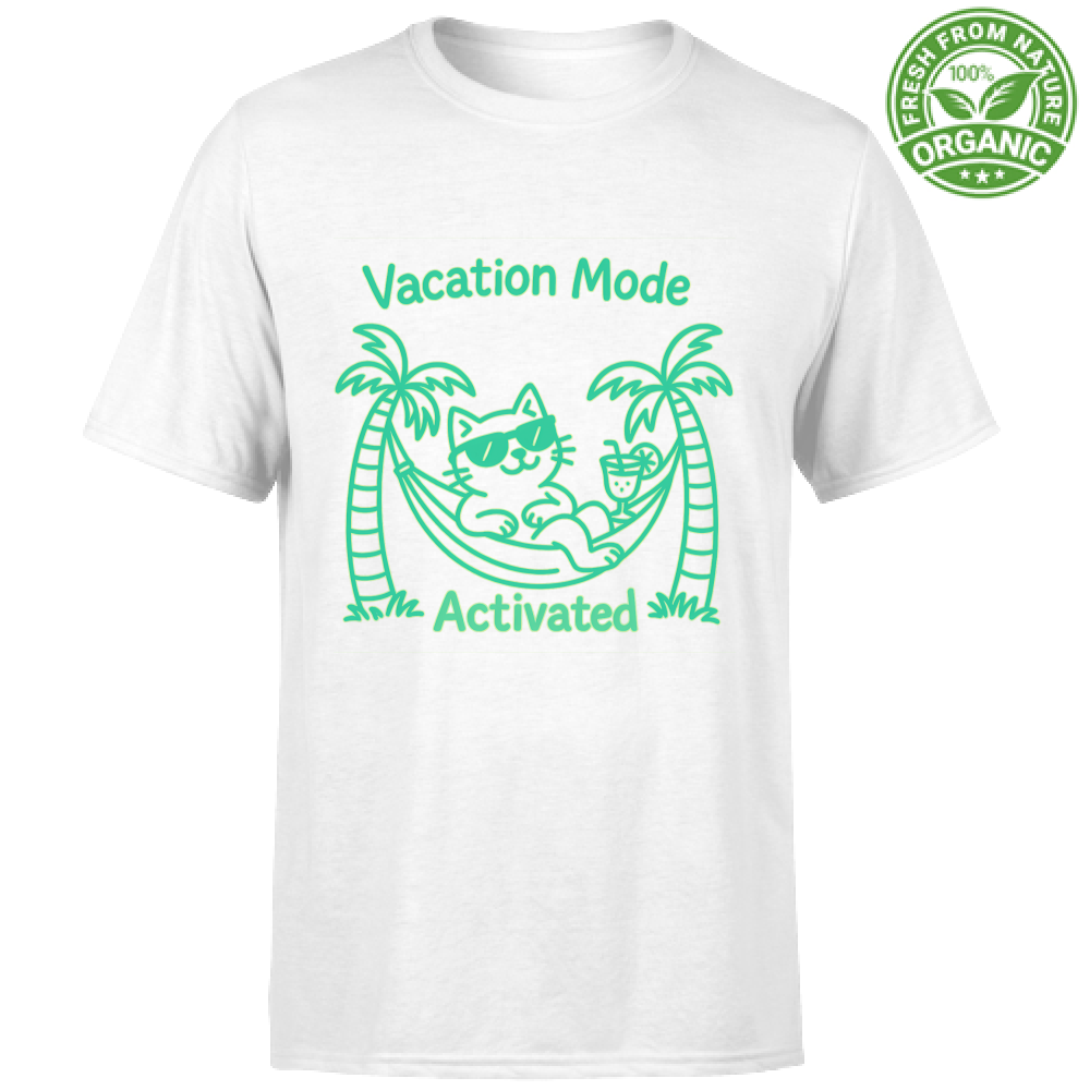T-Shirt Uomo Cotone 100% biologico colore bianco -Disegno divertente color verde pastello - Made in Italy