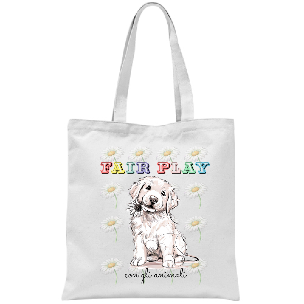 Borsa shopper cotone 100% "Fair play" - Rispetto e amore per gli animali - Made in Italy