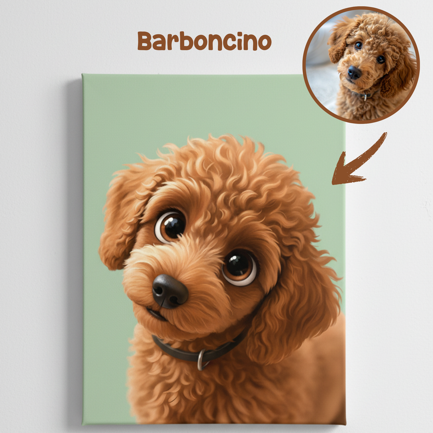 Pannello in Tela Barboncino Stile Pixar 30x45 cm - Decorazione Cameretta – Made in Italy