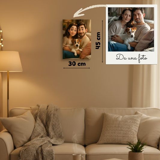 Pannello in Tela Personalizzato 30x45 cm – Ritratto Stile Pixar da Foto