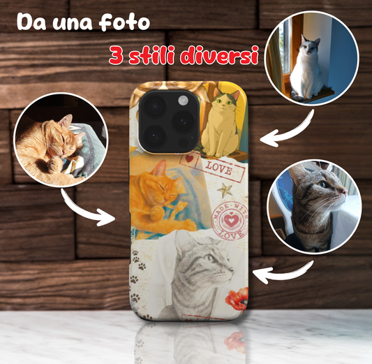 Custodia PERSONALIZZATA per cellulare con il tuo animale per Iphone, Samsung, Huawei, Xiaomi, Google Pixel, Oneplus -  tre stili artistici da una foto