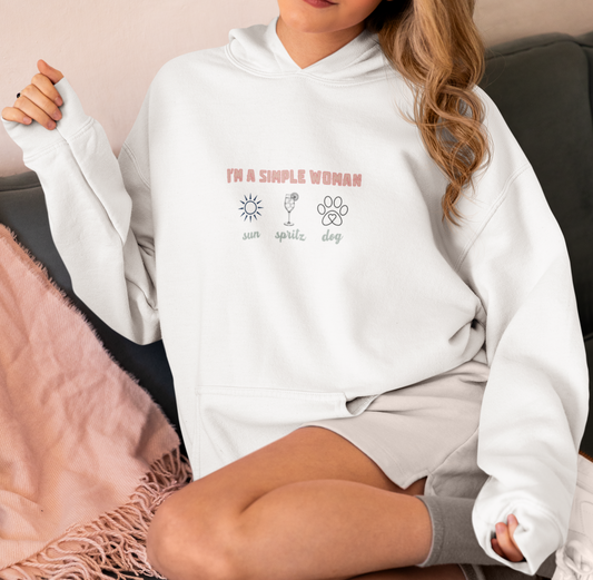 Felpa da Donna con cappuccio di cotone colore bianco  per amanti dei cani e dello Spritz - Made In Italy