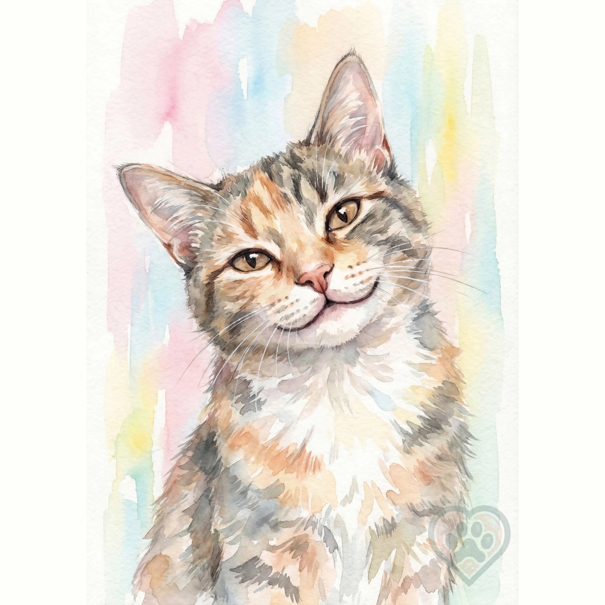 Poster gattina meticcia acquarello - Download immediato