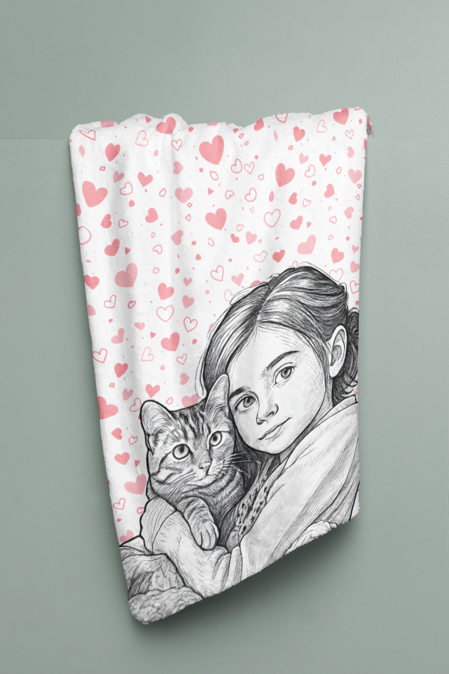 Coperta di Pile Personalizzata da Foto – Ritratto disegno a matita  su Plaid Morbido | Made in Italy