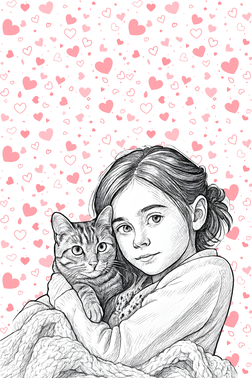 Coperta di Pile Personalizzata da Foto – Ritratto disegno a matita  su Plaid Morbido | Made in Italy